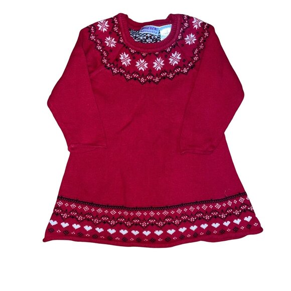Toddler Blueberi Boulevard Red Dress With Snowflake Pattern & Long Sleeves - Picture 1 of 5
